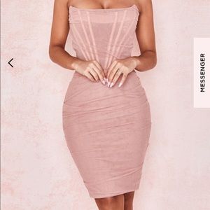 LEILA BLUSH MESH STRAPLESS CORSET DRESS HOUSE OF